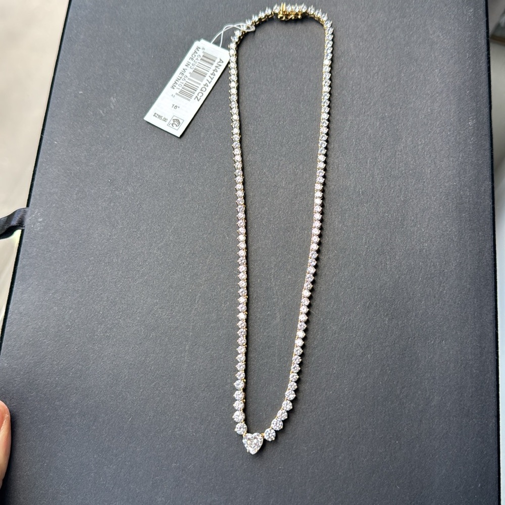 Nadri Astrid Cubic Zirconia Heart Tennis Necklace, 16"
